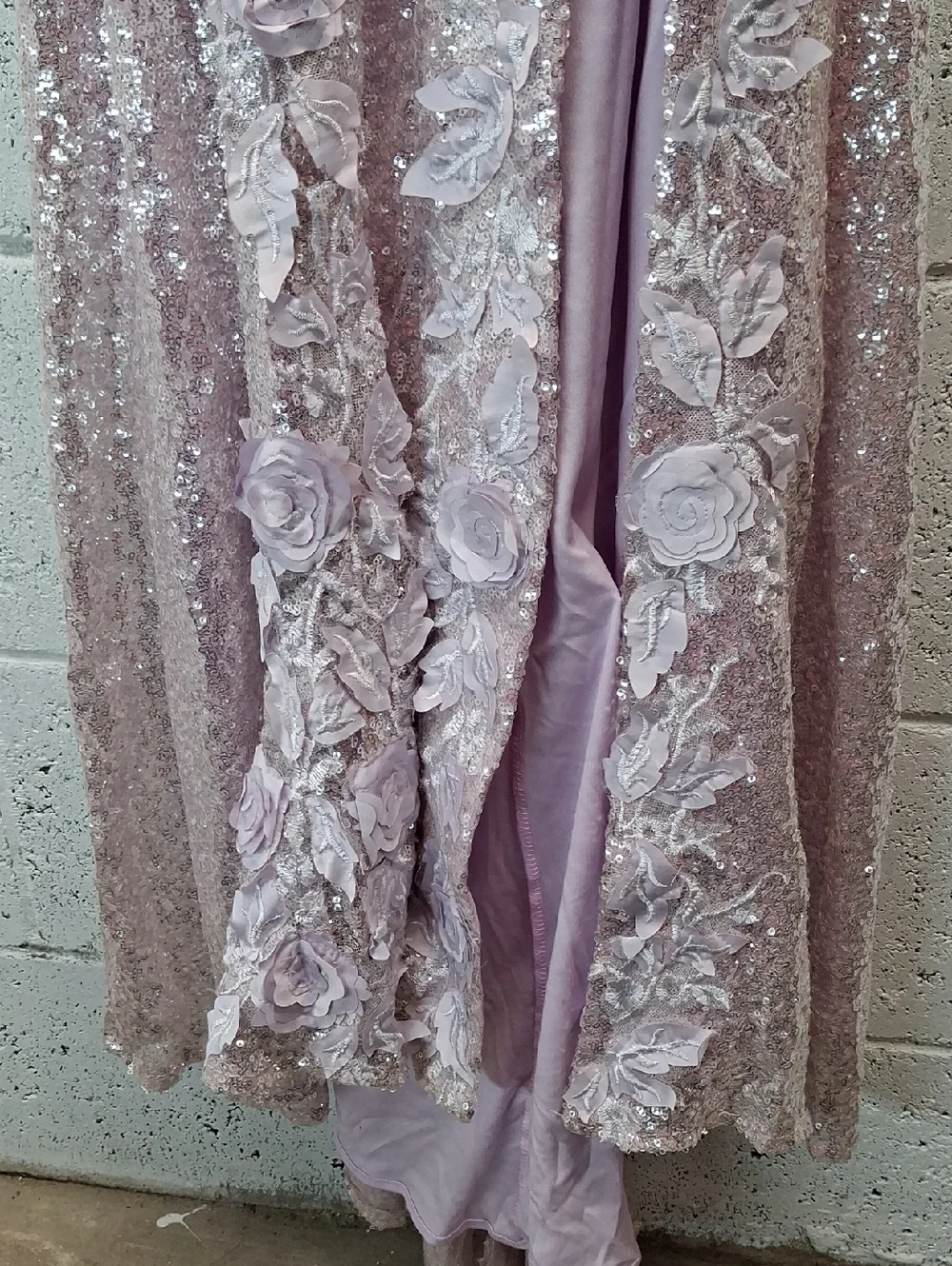 NWOT Jovani Sequin Floral Appliqué Gown in Light Pink - Picture 9 of 13